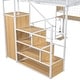 preview thumbnail 4 of 4, Full Size Modern Metal Loft Bed with Built-in Work Station and LED,