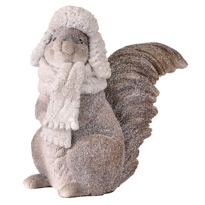 6" Resin Frost Winter Squirrel With Hat And Scarf