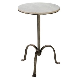22 Inch Accent Side Table, Round Marble Top, Curved Metal Tripod Base ...