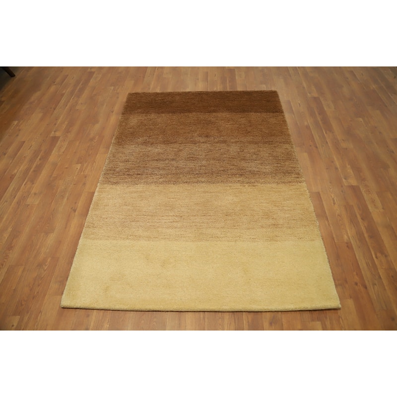 Hand Knotted Oriental 100% Wool Carpet Modern Modern Brown Gabbeh Area Rug - 6' 0'' X 4' 2''