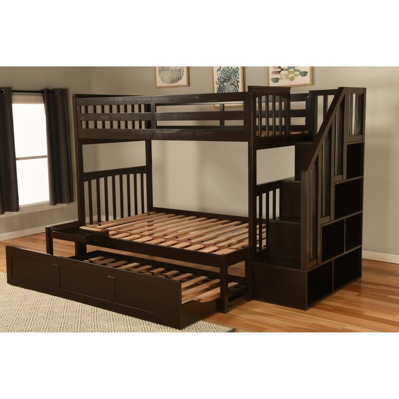 Somette Kelcie Bunk Bed with Stairs, Trundle and Tray (Mattresses Not Included)