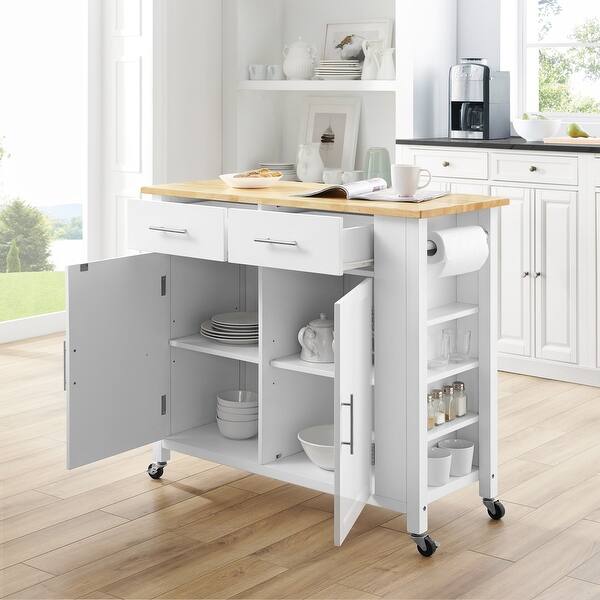 Savannah Wood Top Farmhouse Kitchen Island Cart - 37
