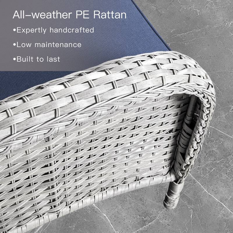 Outdoor Wicker Rattan Chairs with 2-Seater Sofa - Light Beige