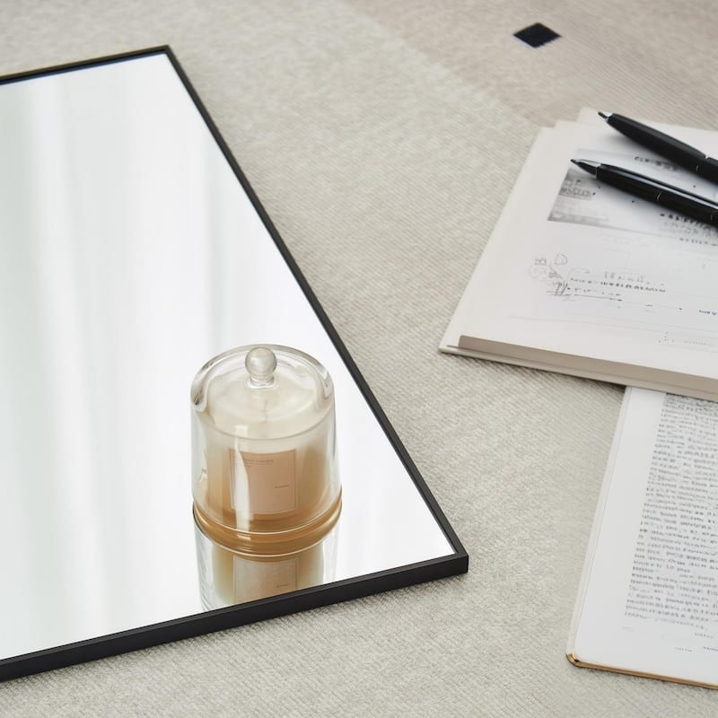 Full Length Mirror - Black Aluminum Alloy Frame, Leaning/Wall Mounted, Shatter-Proof