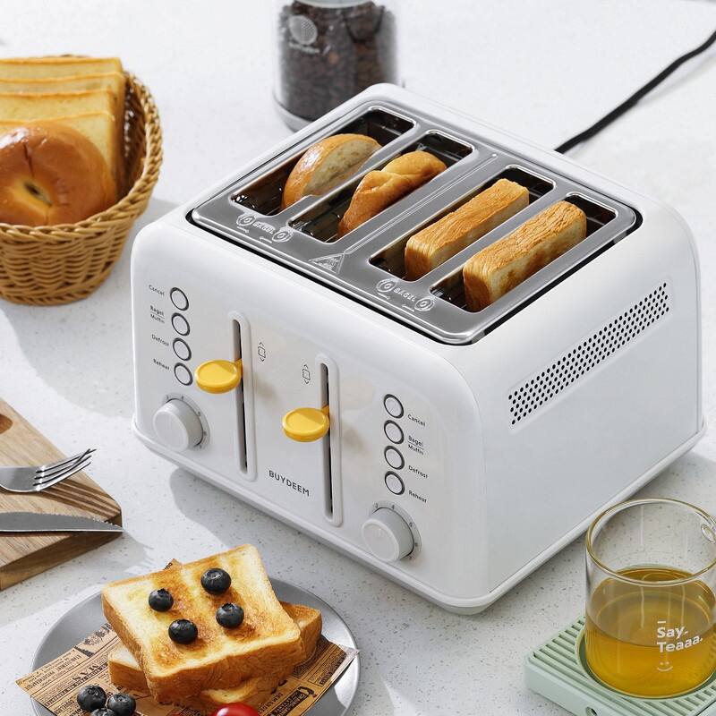 BUYDEEM 4-Slice Stainless Steel Toaster with Extra Wide Slots,7-Shade Settings