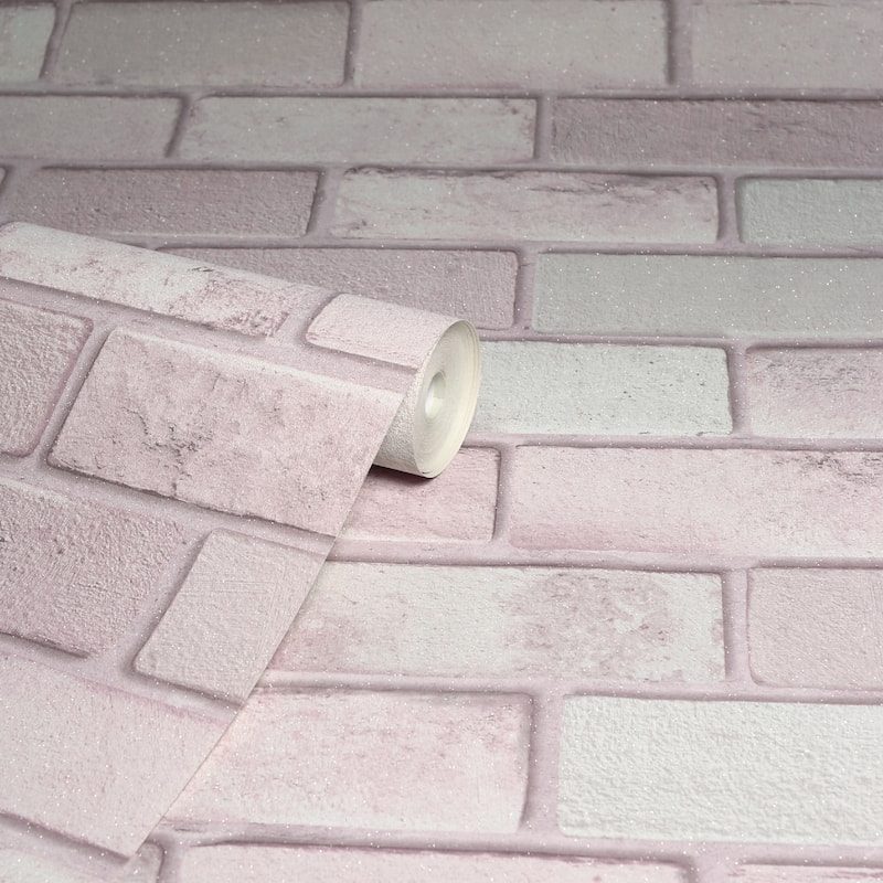 Diamond Glitter Brick Vinyl Wallpaper - 20.8 in. W x 33 ft. L