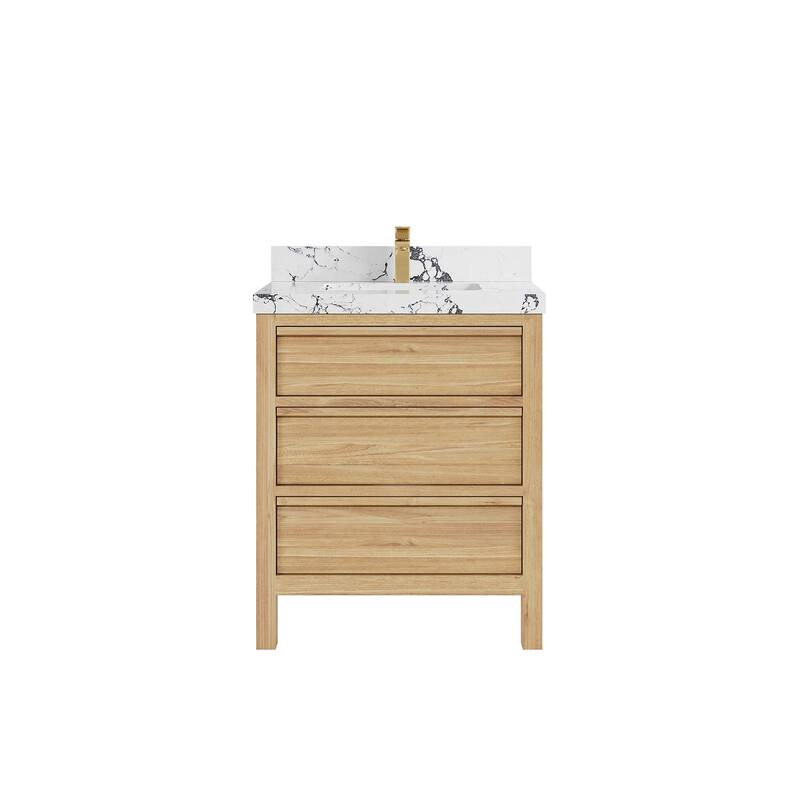 Willow Collections 30 in. W x 22 in. D Elizabeth Solid Teak Wodd Single Sink Bathroom Vanity with Countertop