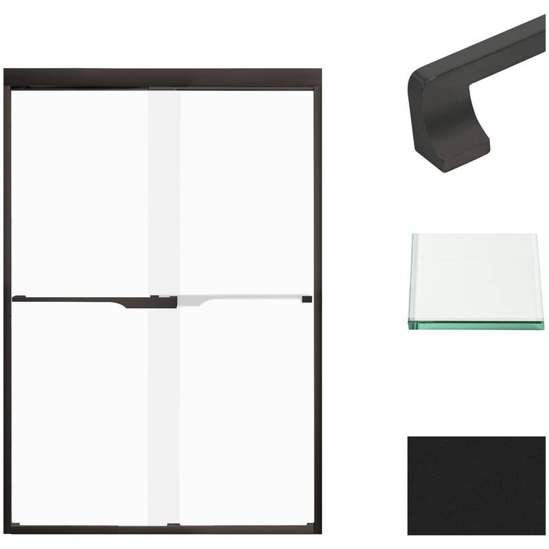 Transolid FBPT487008F-J 70" High x 47" Wide Bypass Frameless Shower - Matte Black