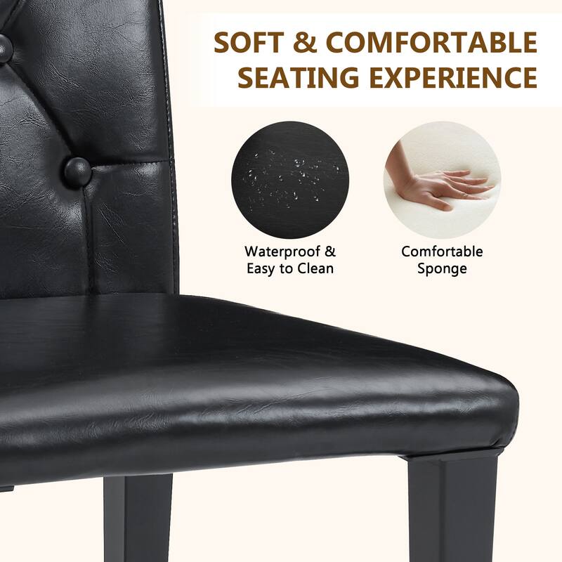 4-pack PU dining chairs: ergonomic buckle backrest,35 inches high,metal legs, a low-key and luxurious choice