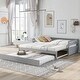 preview thumbnail 1 of 27, Multifunctional Extending Daybed with Trundle, Twin to King Wood Sofa Bed with Headboard for Small Spaces, No Box Spring Needed Grey - Twin