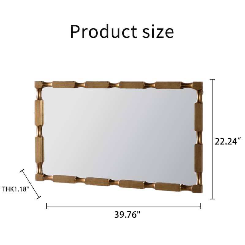 Gold Bamboo-Style Rectangular Wall Mirror