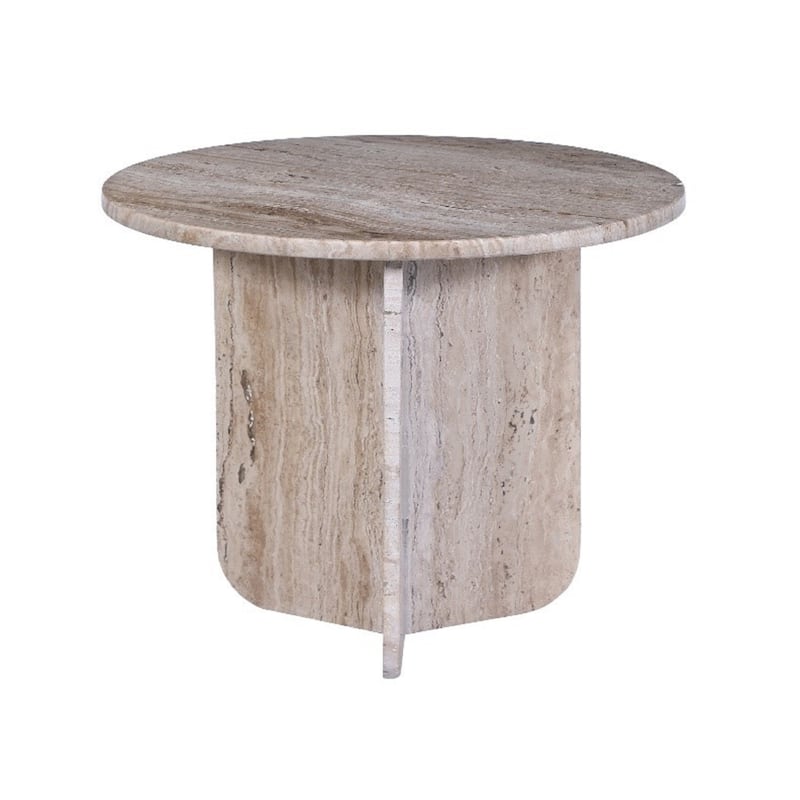 Round Marble Tall Side Table - 16" - Brown and Gold