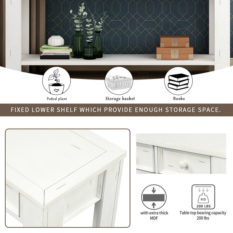 Modern Console Table/Sofa Table with Storage Drawers and Bottom Shelf for Entryway Hallway