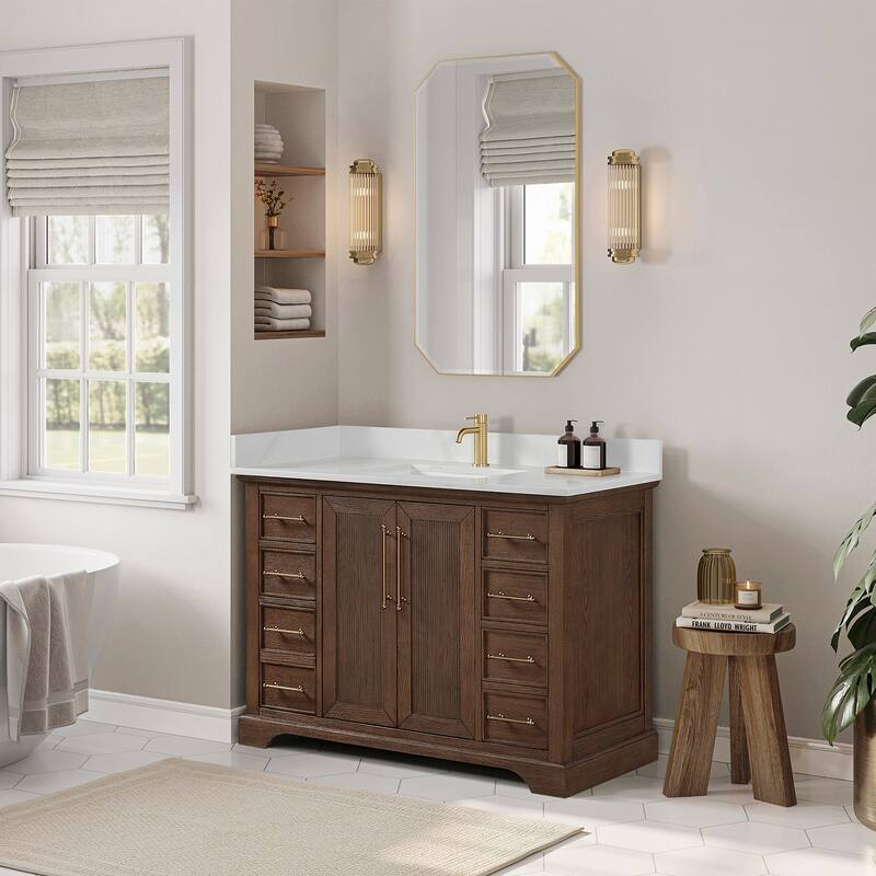 Tokyo Bath Vanity with Quartz Stone Top without Mirror