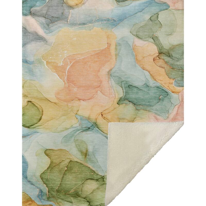 Premium Machine Washable Abstract Contemporary Sherpa Throw Blanket