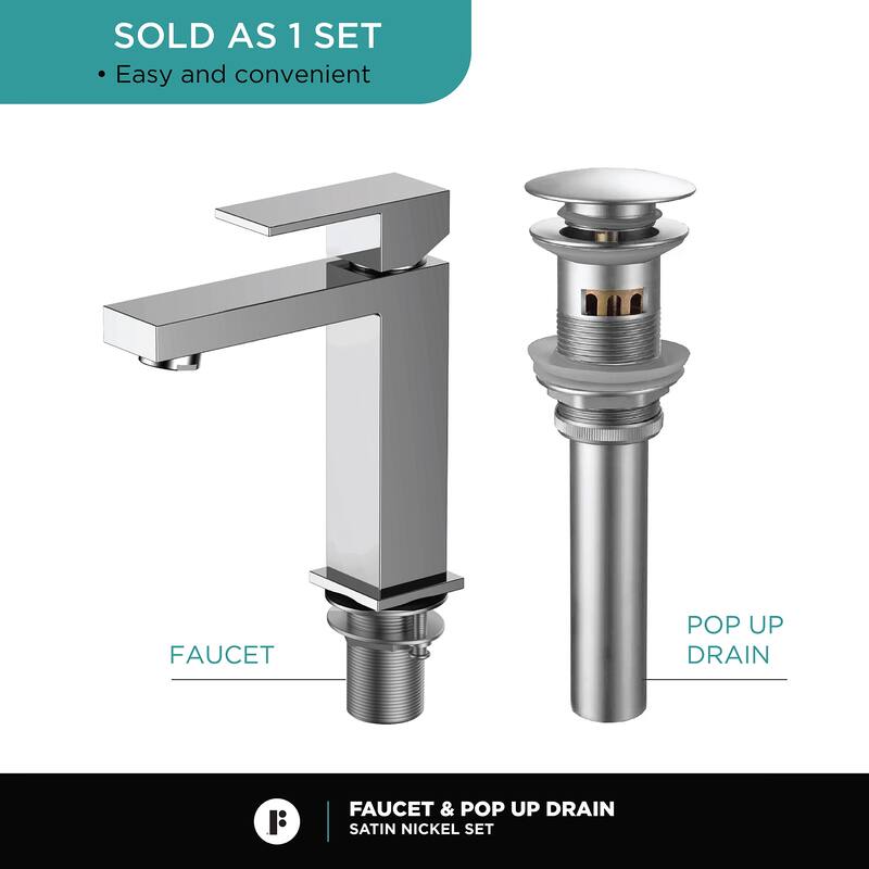 Fine Fixtures Modern Single Hole Bathroom Sink Faucet with Pop-up Drain and Strainer Basket
