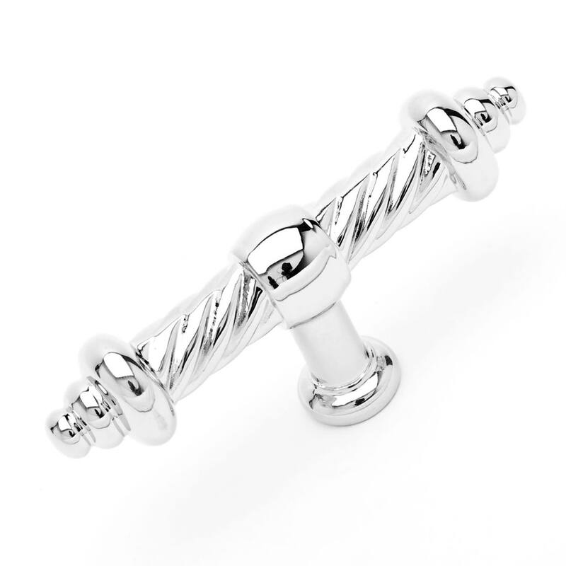 RK International Twisted 3-3/4 Inch Bar Cabinet Knob - Polished Nickel