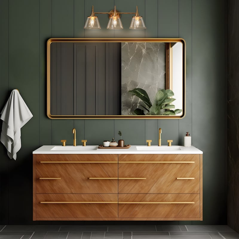 Mola Modern Gold 1/2/3/4-Light Bathroom Vanity Lights Glass Wall Sconces