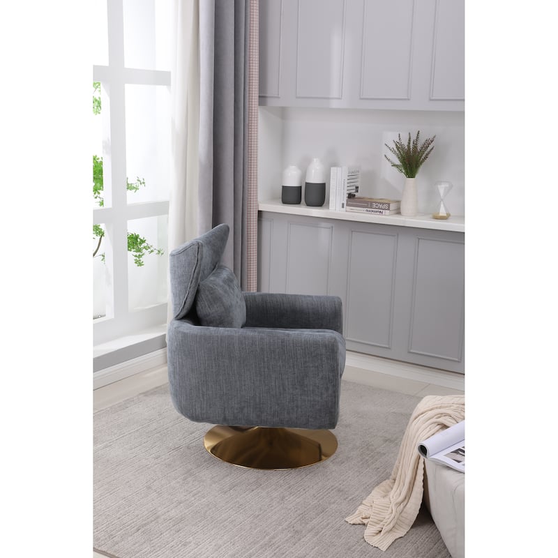 Blue-Gray 29.9" Swivel Accent Chair with Pillow