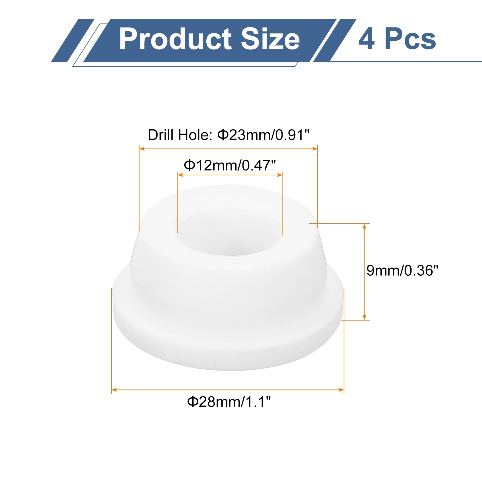 Rubber Grommets, Hole Top Hat Grommet White Silicone Rubber Hole Plug Gaskets for Wire
