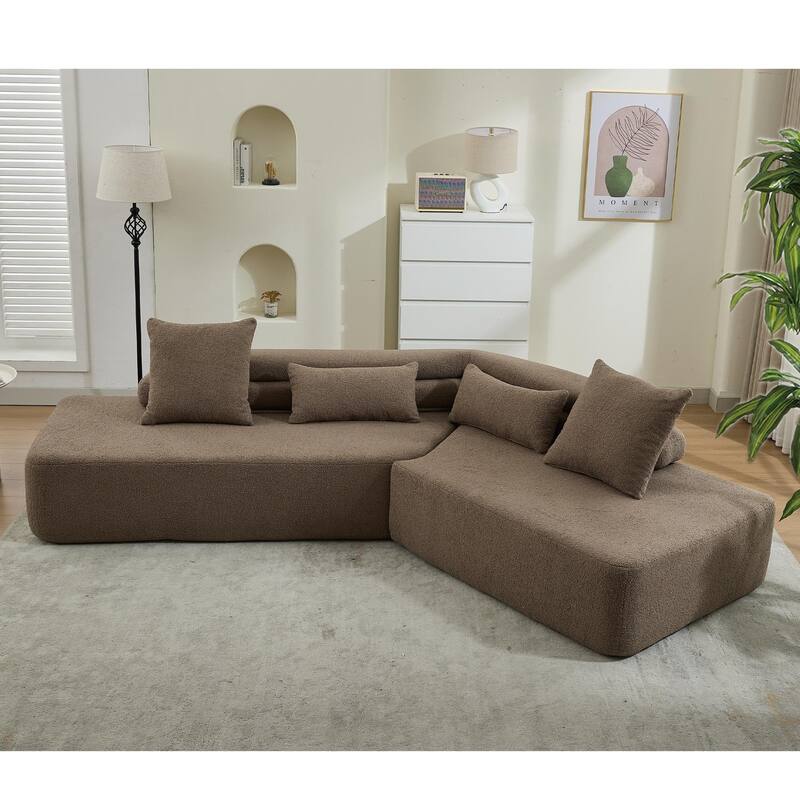 128" Polyester Modular Sectional Sofa, Boucle Fabric