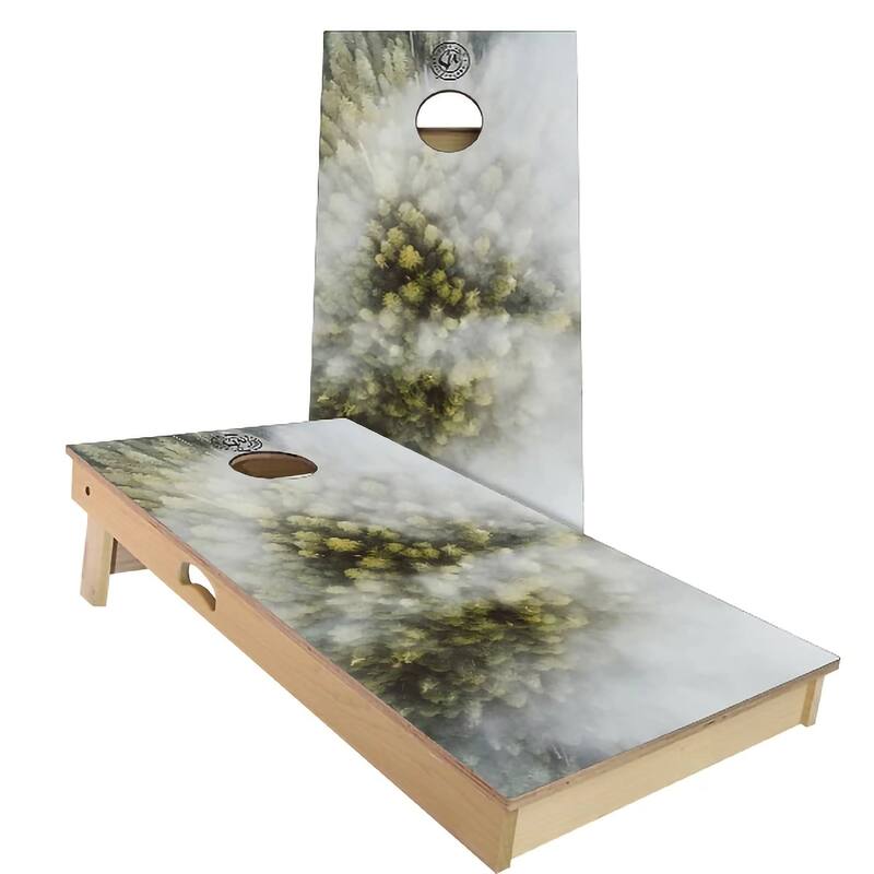 Smokey Trees Outdoor Cornhole Board Set - All-Weather 2x4 - Include Carrying Case