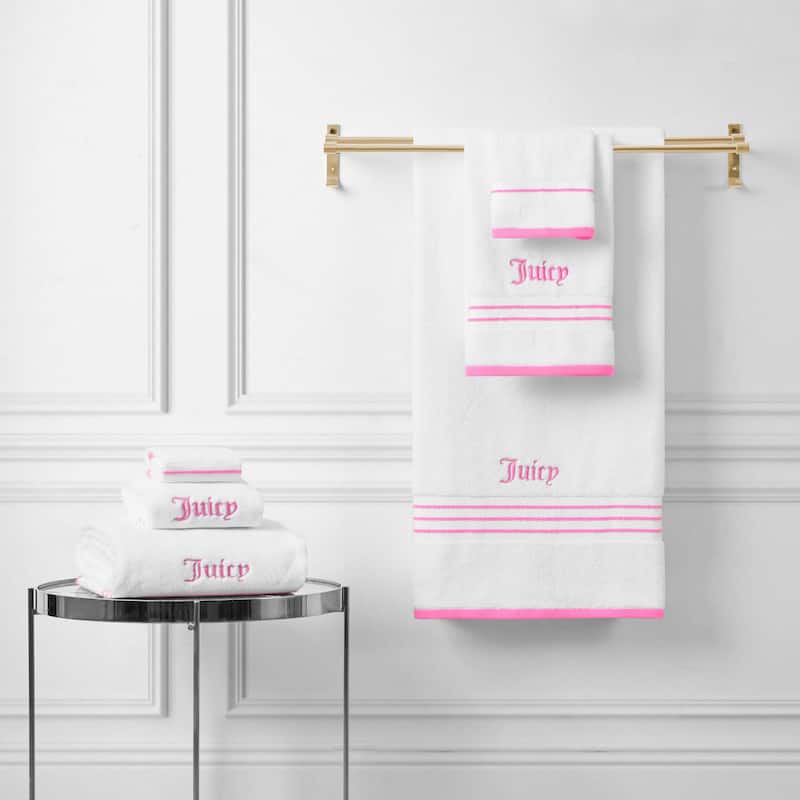 Juicy Couture Neon Border Bath Towels 6-Piece 2 Bath towels 2 Hand towels 2 Washcloths - 28"x54"/16"x26"/12"x12"