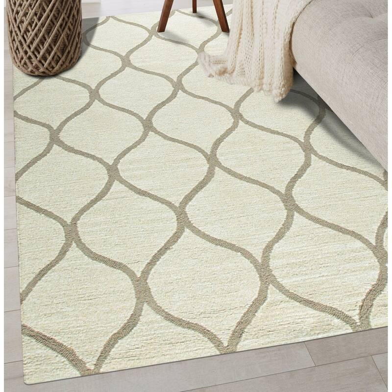 Light Gold Contemporary Transitional Geometric Area Rug, Stylish Soft Texture for Living Rooms or Bedrooms - L
