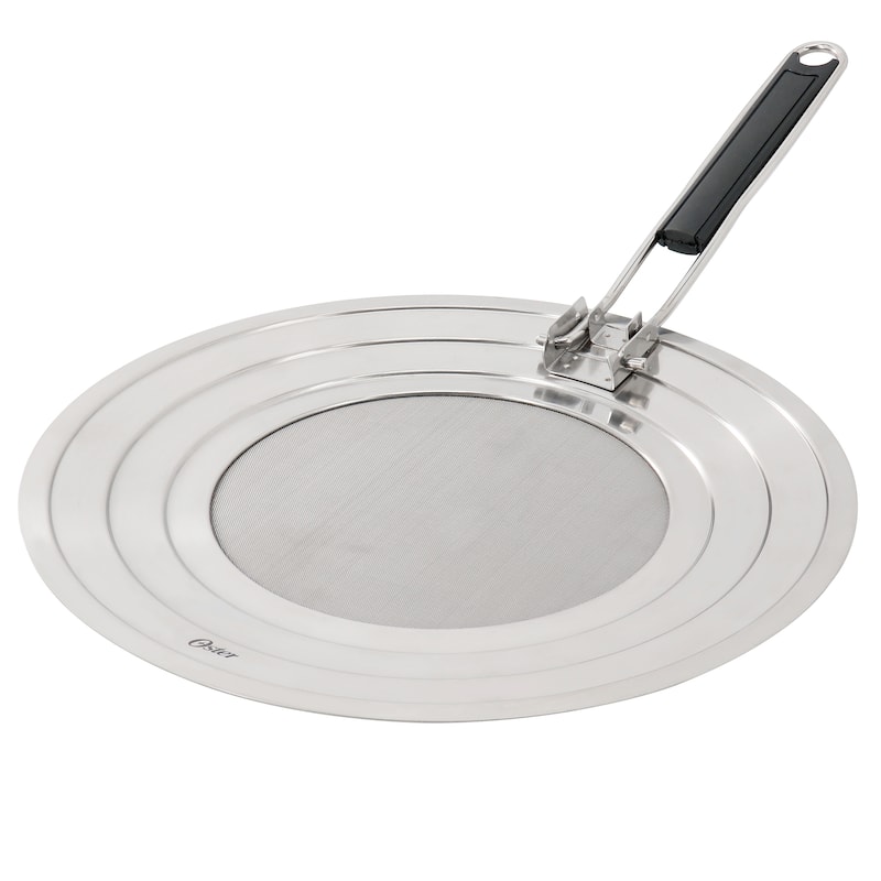 Oster Baldwyn 12 Inch Round Stainless Steel Splatter Guard with Foldable Handle