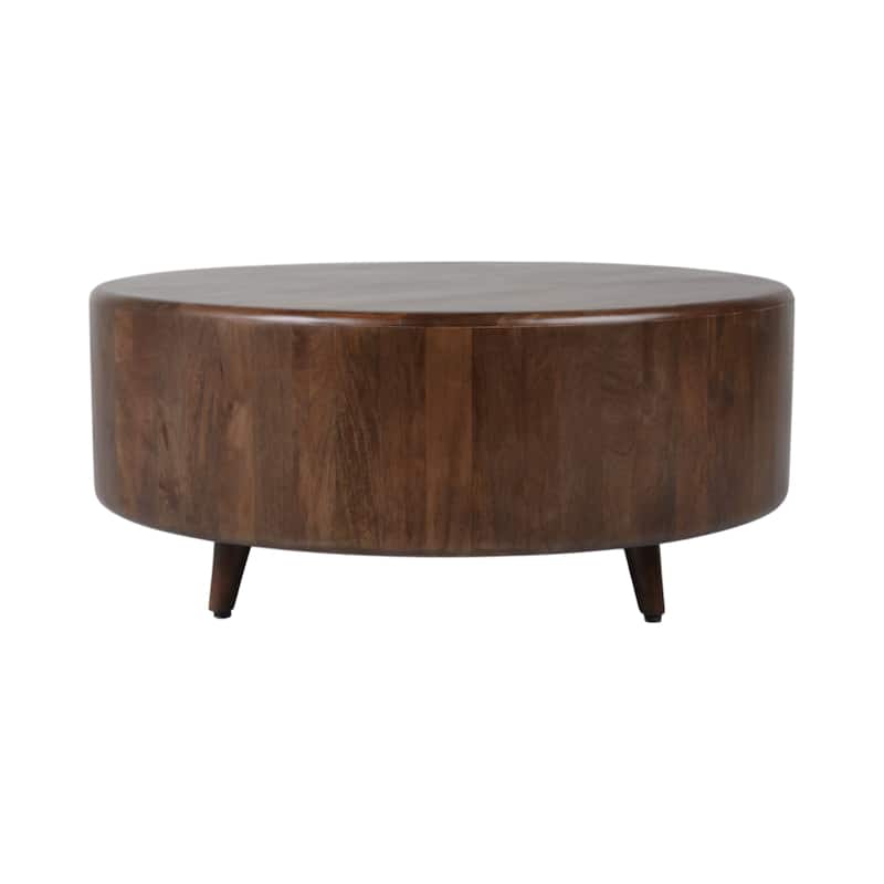 Wood Coffee Table Round Metallic Finish Modern Home Decor - 16" Blue - 36" x 36" x 15.5"