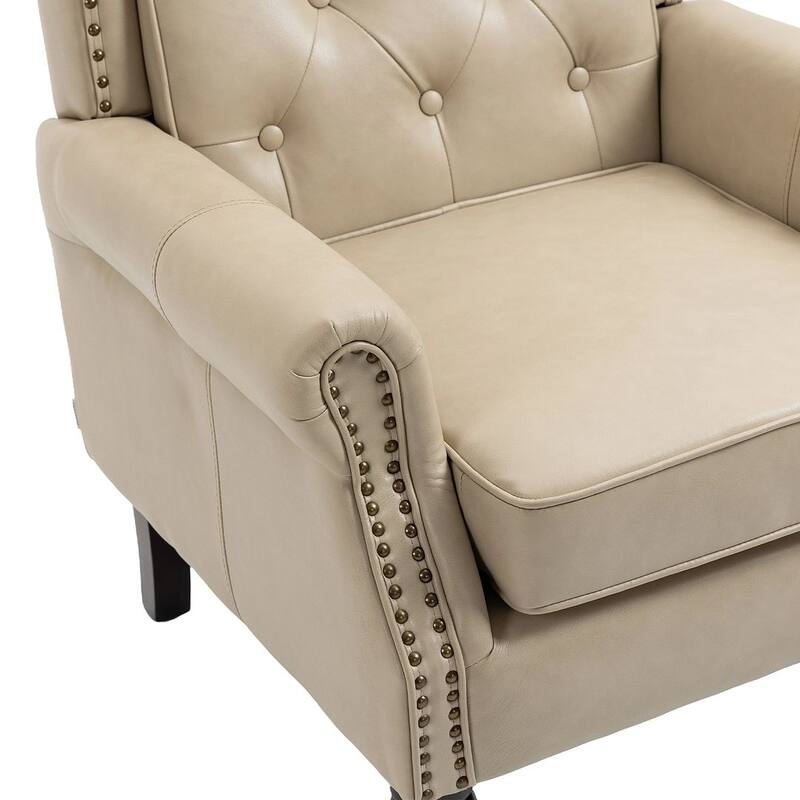 Transitional Wingback Accent Chair Armchair with Sturdy Wood Legs