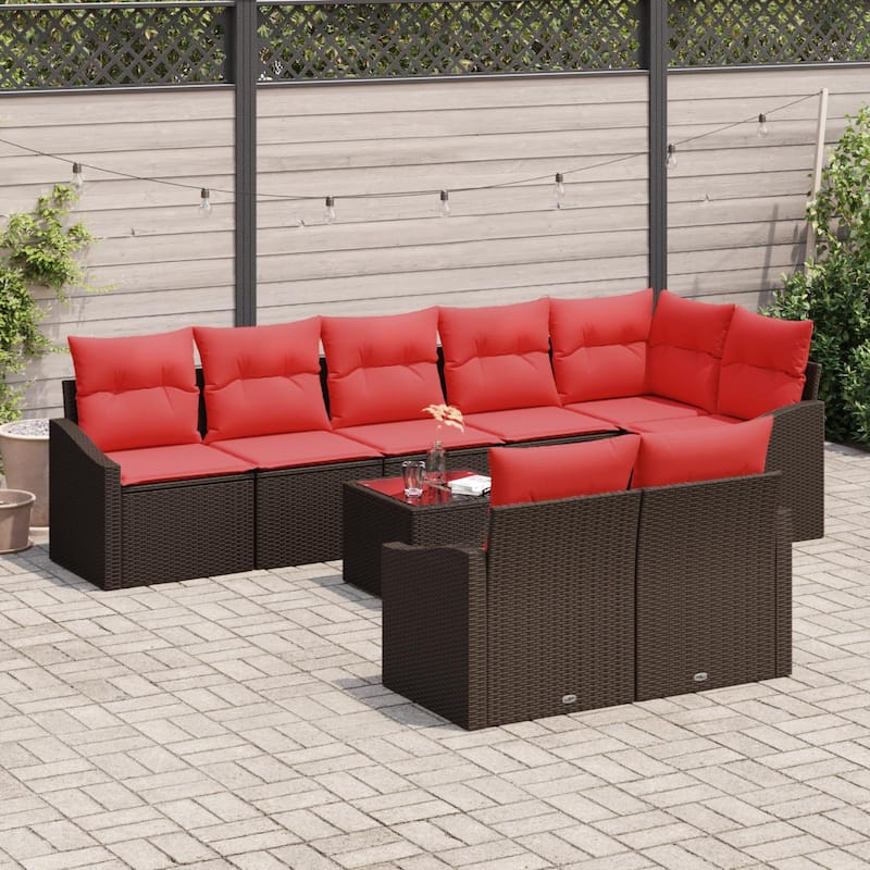 vidaXL 9 Piece Garden Sofa Set with Cushions - 113.6×48.6×27.2