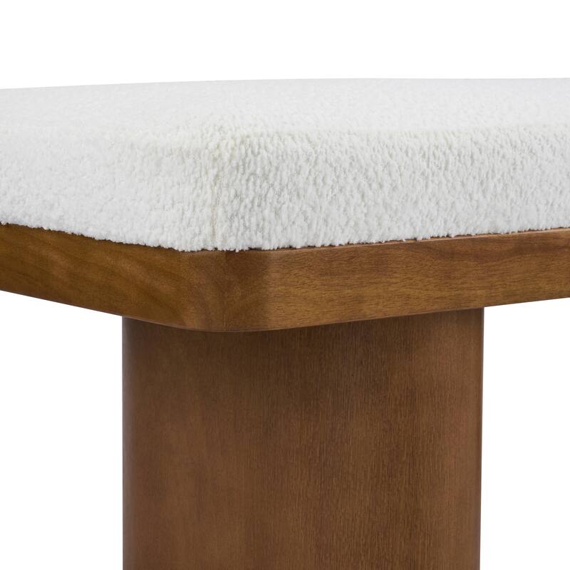 Christopher Knight Home - Monteria Modern 55.12" Upholstered Bench with Sculptural Cylindrical Wooden Leg & Padded Seat