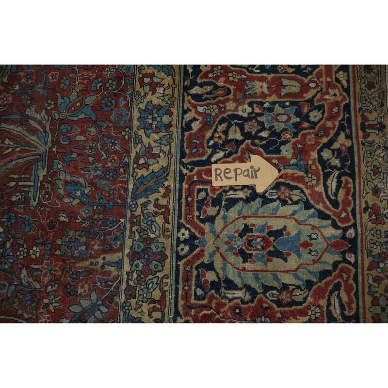 Hand Knotted Oriental 100% Wool Carpet Traditional Floral Oranges & Rust Tabriz Area Rug - 17' 9'' X 12' 8''