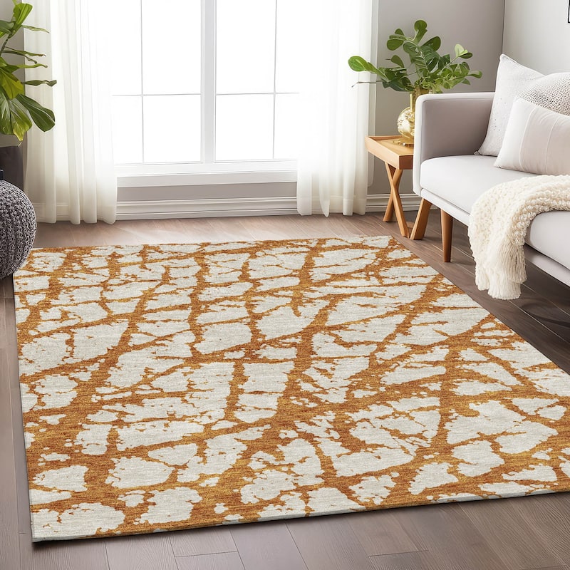 Premium Washable Super Soft Modern Crackle Mayfield Rug - Copper - 10' x 14'