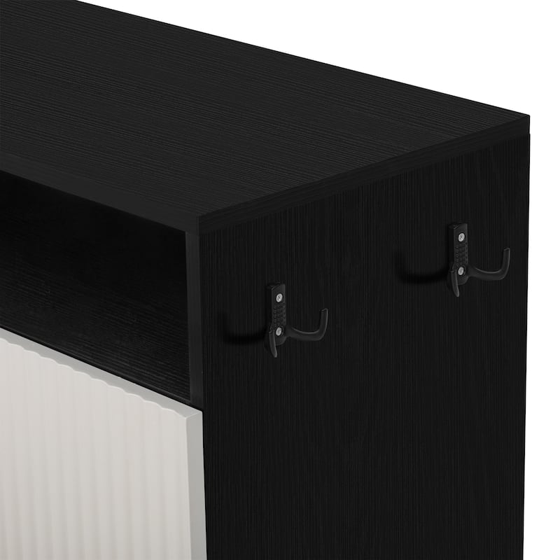 Multifunctional Entryway Cabinet, Combines Shoe Bench