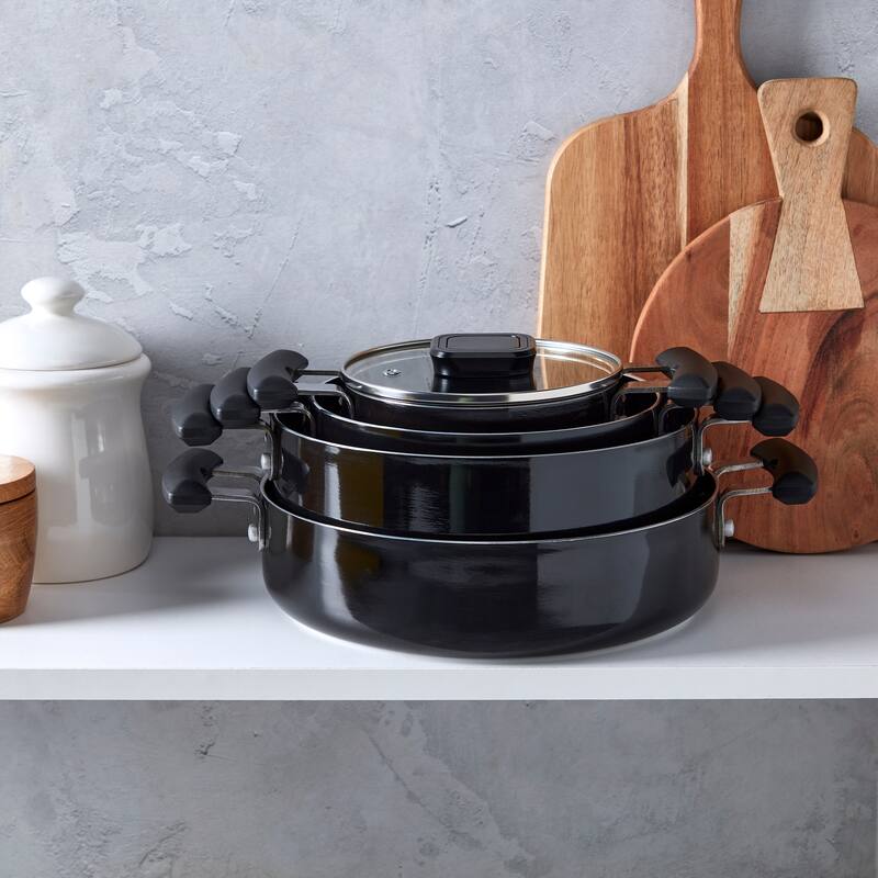 Denmark Tools for Cooks 7PC Nonstick Aluminum Cookware Set, Black