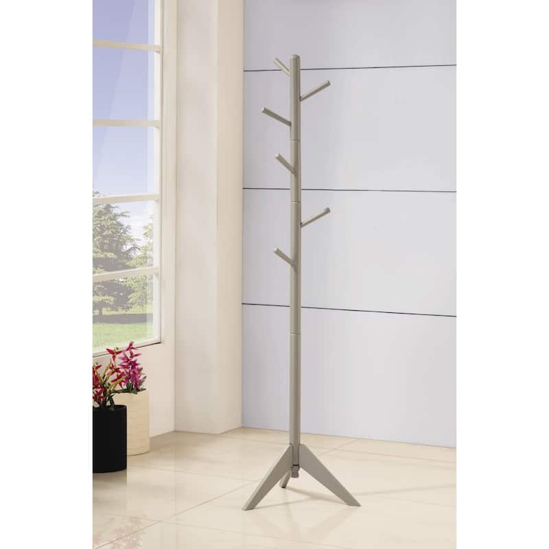 Cahul 6-hook Rubberwood Coat Rack - Grey