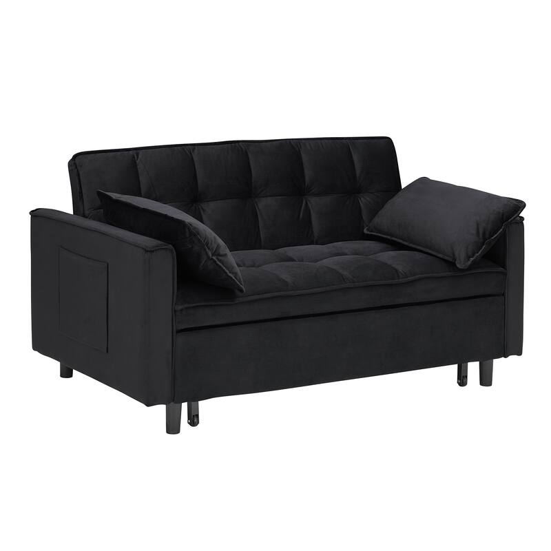 55" 3-in-1 Double Pull-Out Sofa Bed for Living Room