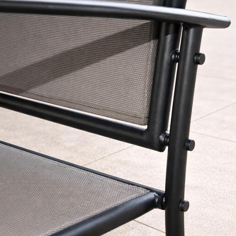 Kaycey 2-Person Brown Metal Outdoor Loveseat Glider with Mix Tan Sling - N/A