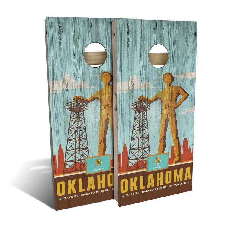Oklahoma State Pride Outdoor Cornhole Board Set - Backyard 2x4 - Include ALL Accessories