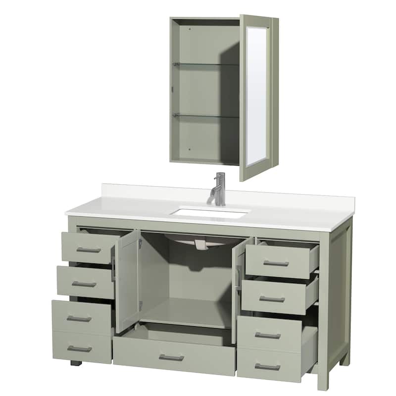 Wyndham Collection WCS141460S-QTZ-UNSMED Sheffield 60" Free Standing