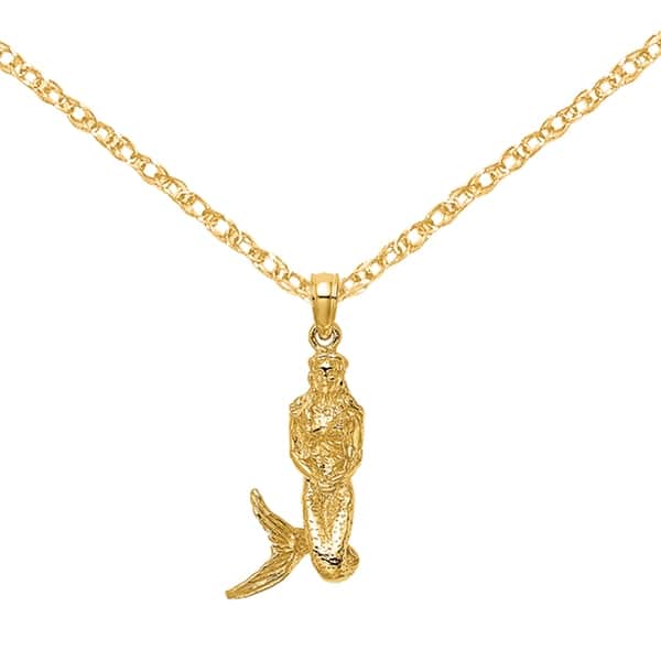 14K Mermaid Chain Slide Charm Pendant 14K Mermaid Chain Slide Charm Pendant