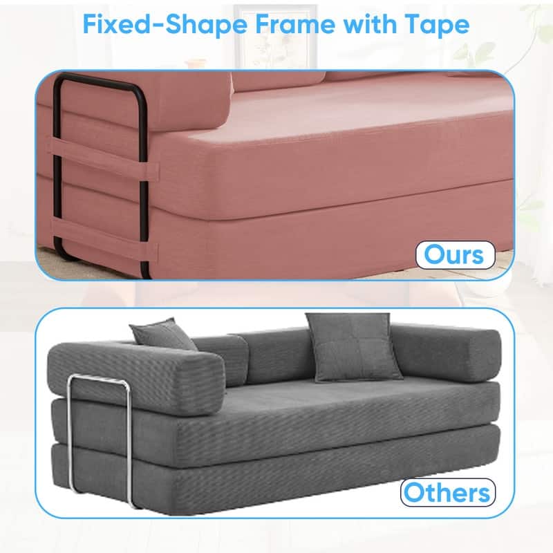 Mixoy Convertible Pull Out Sleeper Sofa Bed with Movable armrest,Folding Mattress Couch,Removable Washable Floor Sofa Bed