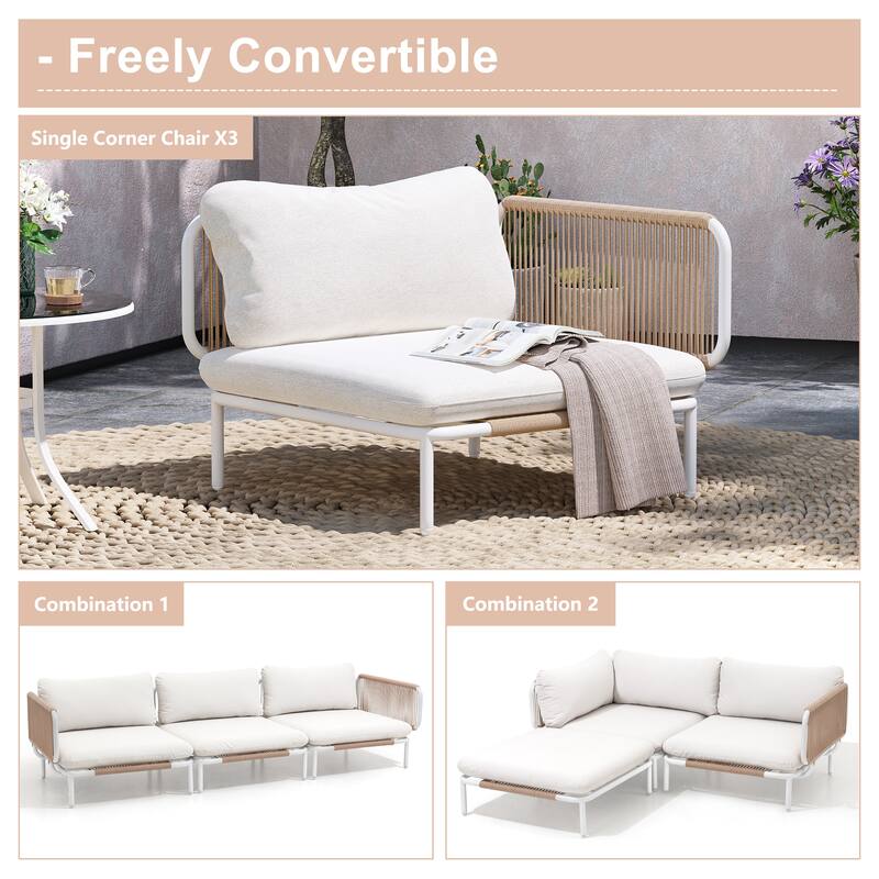 Outdoor Loveseat Composed of Two Chairs, Customizable Set by Combining Multiple Chairs - Combined by 2 corner chairs