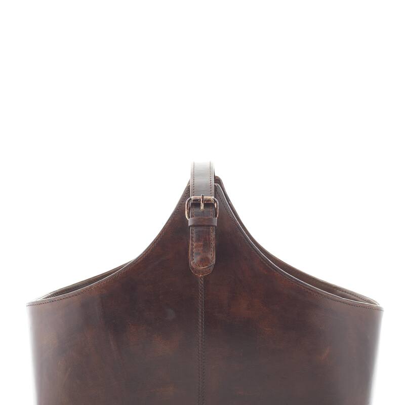Leather Handmade Box Style Single Slot Magazine Holder with Buckle Handle - Brown, Dark Brown, Gray or Black - Roche River Decor