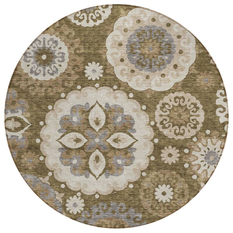 HomeRoots Floral Medallion Transitional Rectangle Outdoor Rug