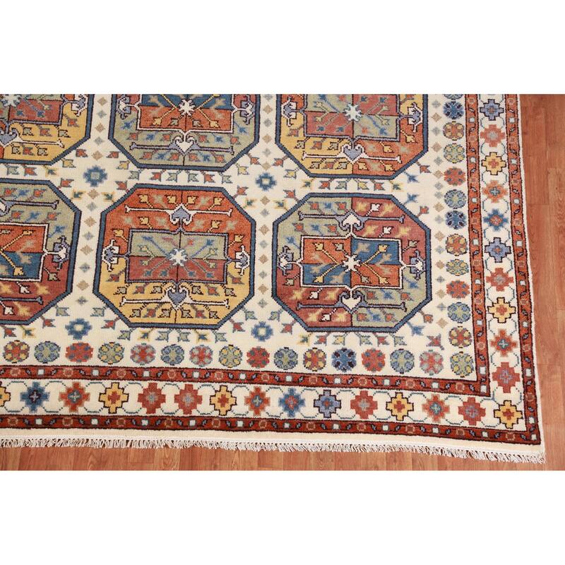 Hand Knotted Oriental 100% Wool Carpet Traditional Geometric Beige & Ivories Heriz (serapi) Area Rug - 10' 0'' X 8' 2''