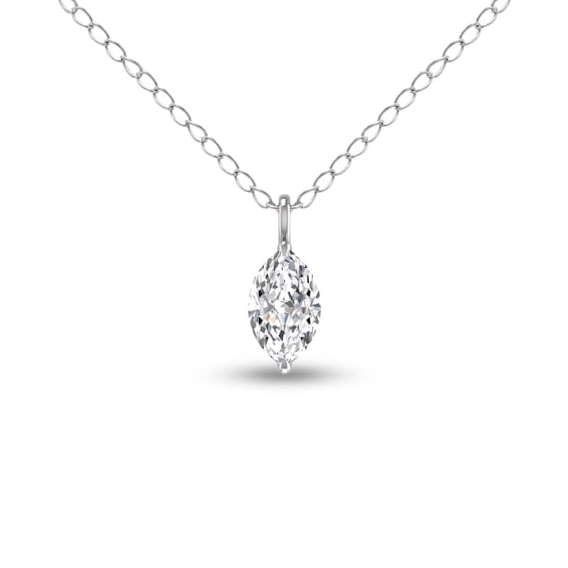 Marquee Lab Grown 1/2 Carat Marquise Solitaire Diamond Pendant in 14K White Gold