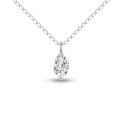 Marquee Lab Grown 1/2 Carat Marquise Solitaire Diamond Pendant in 14K White Gold